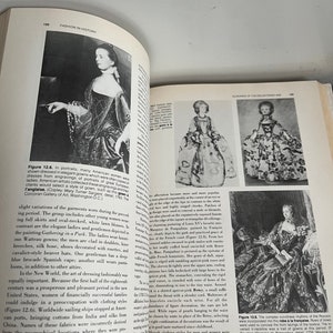 May include: A collection of historical fashion illustrations depicting women in various gowns and dresses. The illustrations showcase the evolution of fashion from the 18th century, highlighting the intricate details and styles of the era.