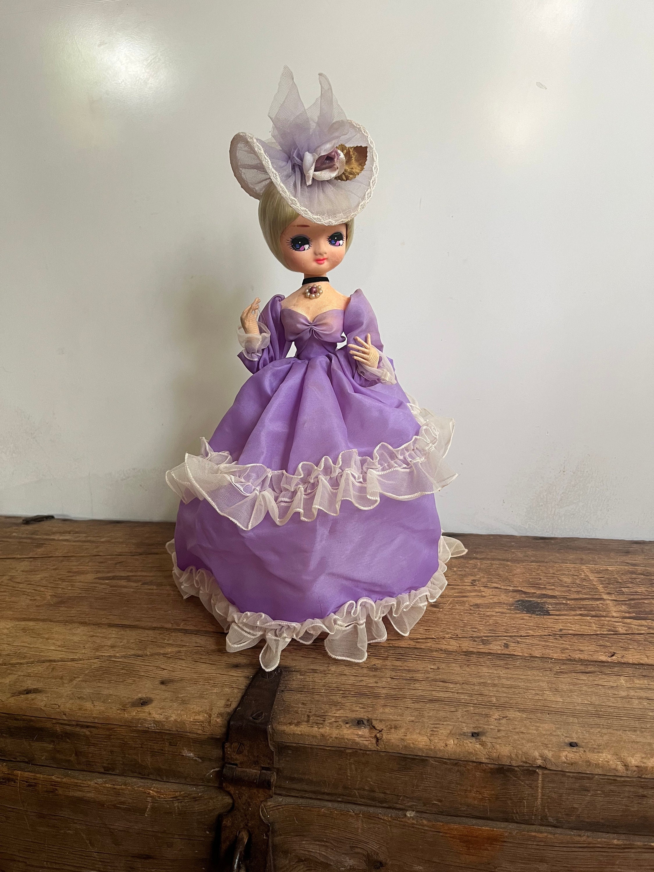 Vintage Big Eyes Bradley Doll Victorian Southern Bell in Purple