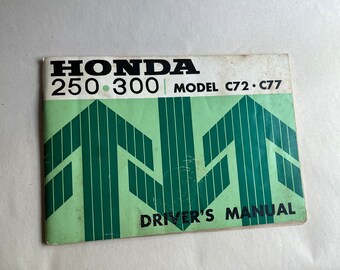 Vintage Honda 250 300 C72 C77 Owner’s Manual Book, 1960s Honda Motorcycle Pamphlet