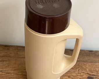 Vintage Thermos Insulated Bottle for Liquid Beverage #4415 Beige Brown Travel Mug