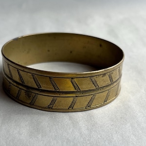 Vintage Etched Brass Bangle Bracelet Accessory Boho Jewelry