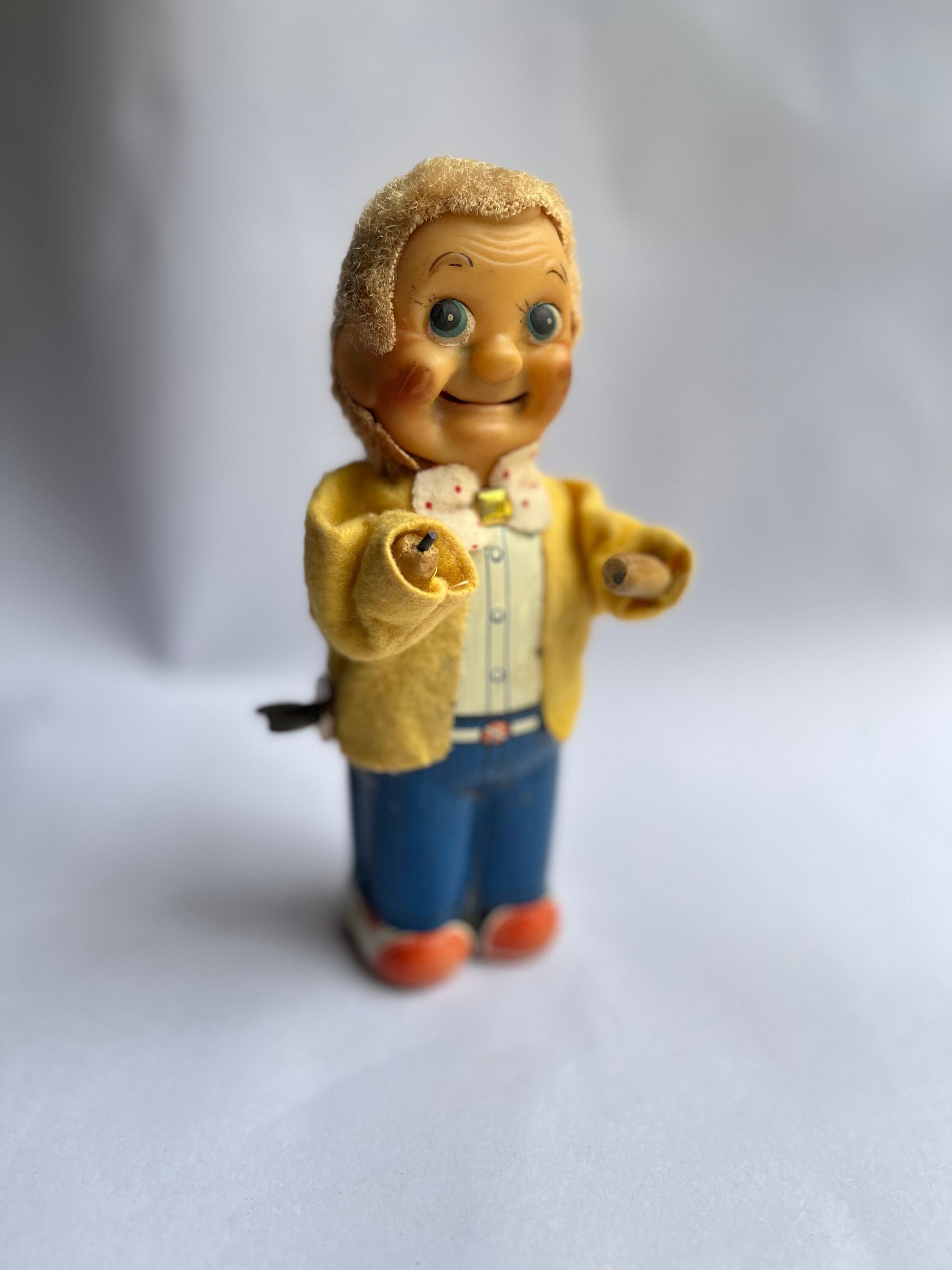 Vintage Tin Litho Toy Wind-up Mr. Dan the Hotdog Eating Man by TN
