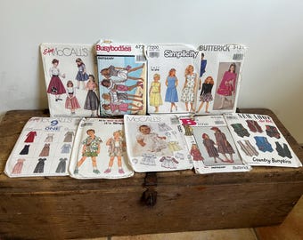 Lote variado de patrones de costura para vestidos vintage de niña, tallas 7-10