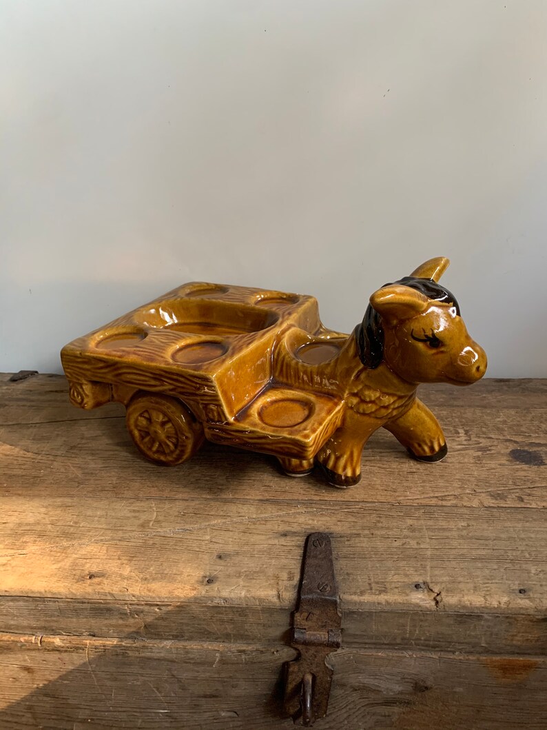 Vintage Donkey Cart Display Ceramic Base Tray Kitchen Kitsch Etsy