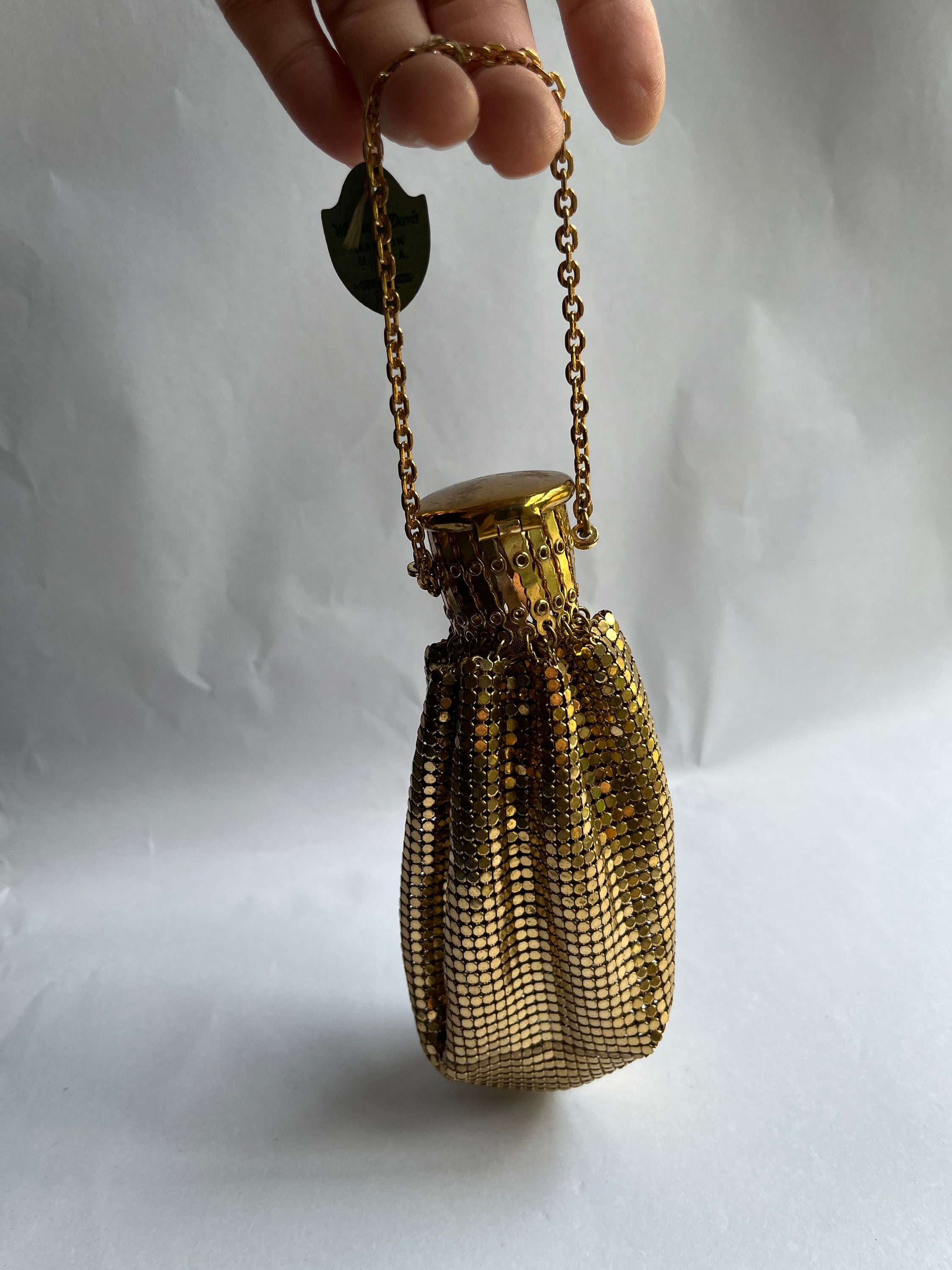 Vintage Whiting & Davis Gold Mesh Accordion Purse, Wristlet