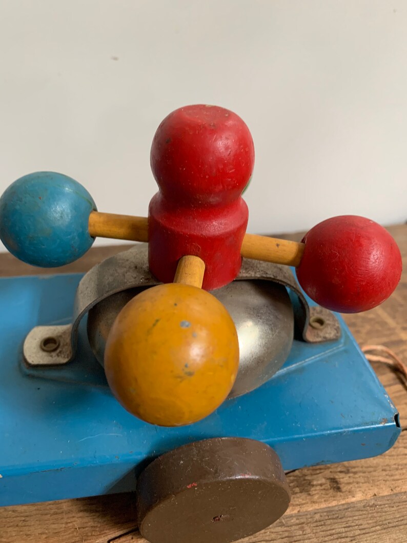 Vintage Gong Bell Mfg Wooden Tin Push Pull Bell Toy USA Etsy