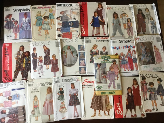 Mix Lot Vintage Girls Dress Pattens Clothing Variety of Sizes and Styles 