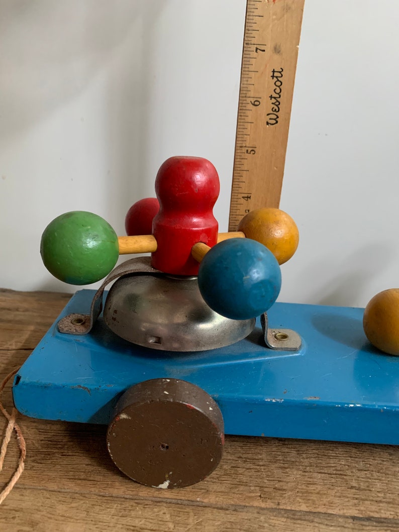 Vintage Gong Bell Mfg Wooden Tin Push Pull Bell Toy USA Etsy