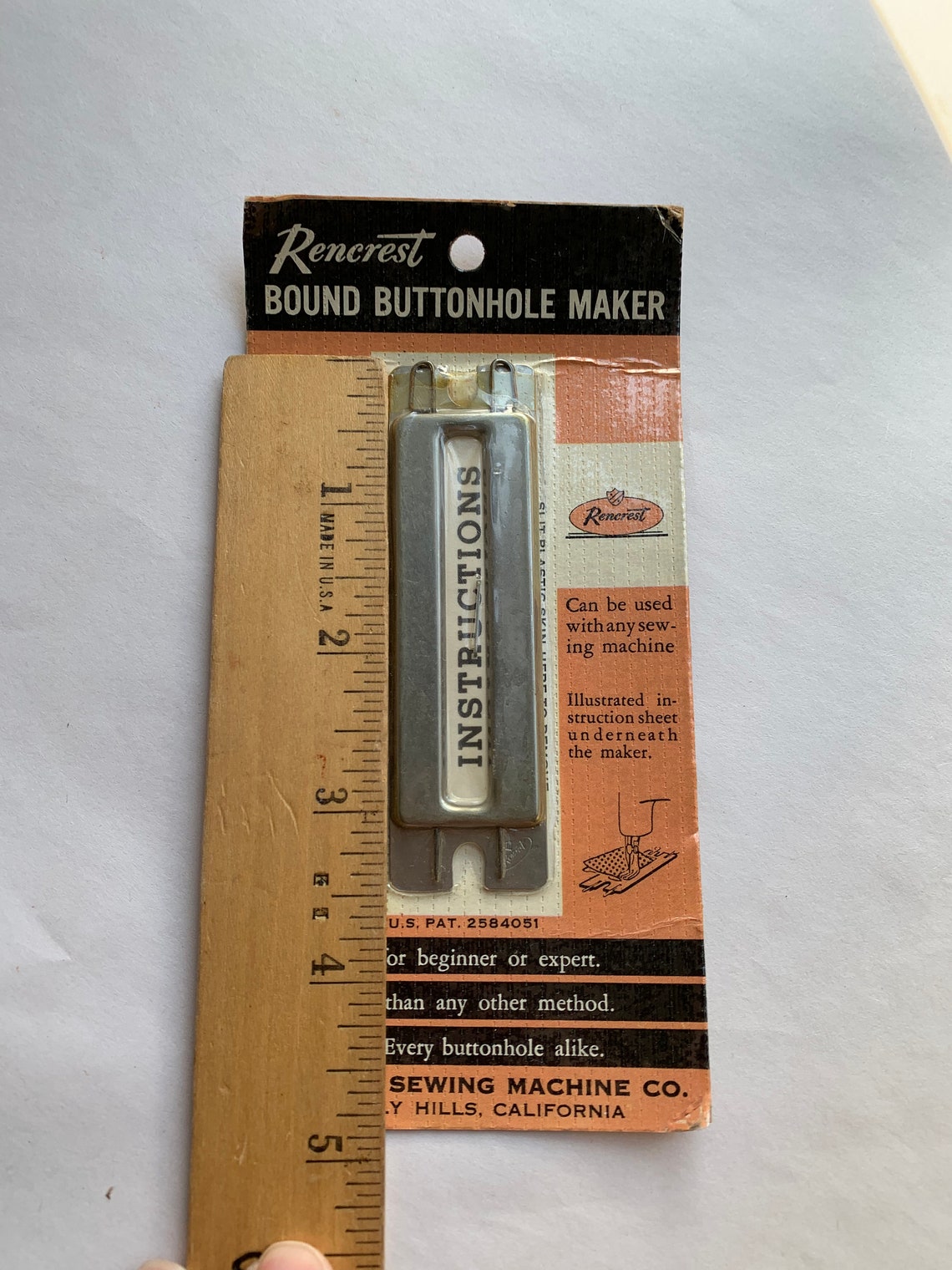 Vintage Rencrest Bound Buttonhole Maker to Be Used With Sewing Etsy