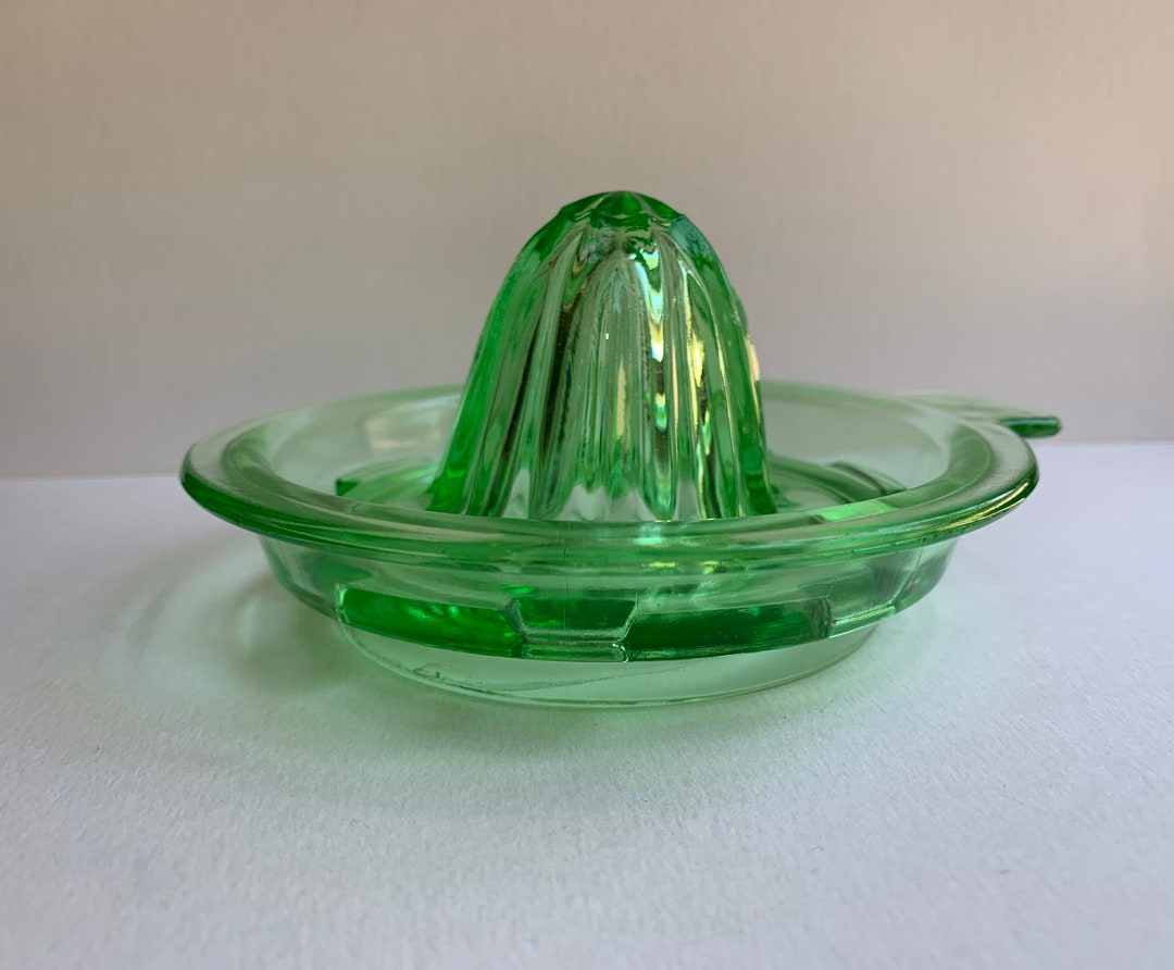 Vintage Green Vaseline Pressed Glass Juicer Reamer Uranium Etsy