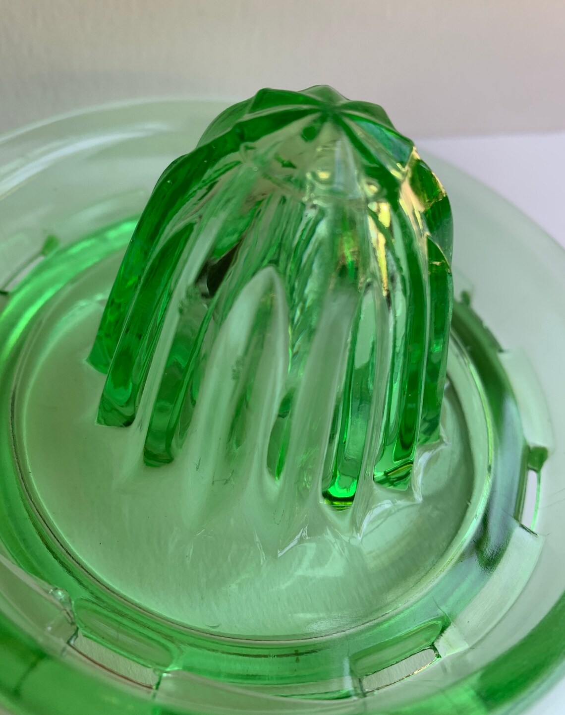 Vintage Green Vaseline Pressed Glass Juicer Reamer Uranium Etsy