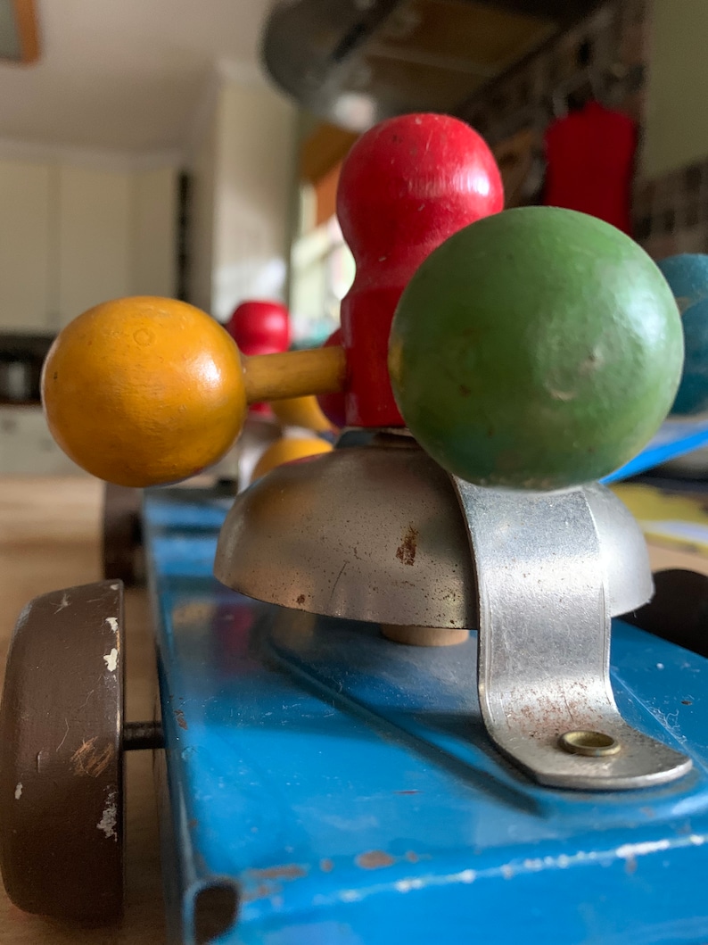 Vintage Gong Bell Mfg Wooden Tin Push Pull Bell Toy USA Etsy
