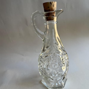 Vintage Anchor Hocking Vinegar Oil Cruet Bottle with Cork Stopper