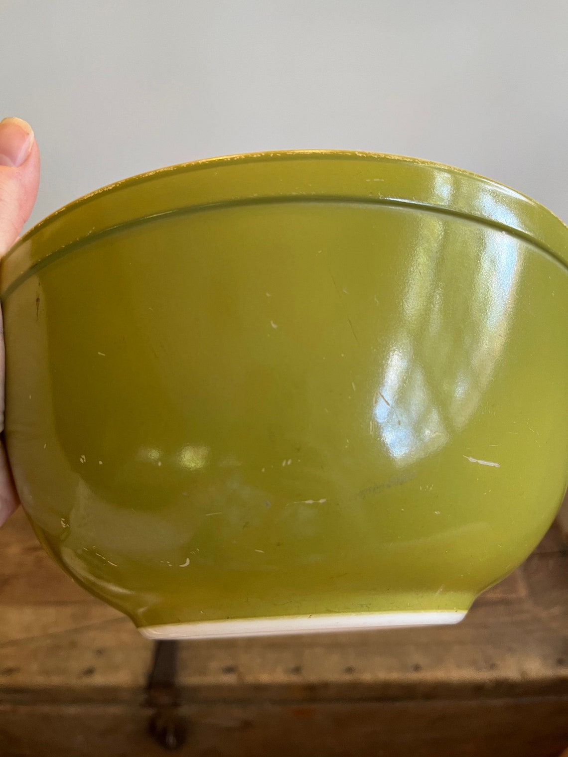 Vintage Pyrex Avocado Green Round Stacking Mixing Bowl 403 Vintage Milk ...
