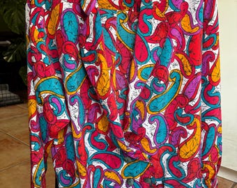 Vintage 80s Pierre Lamonte Blazer, Colorful Psychedelic Paisley Art to Wear Jacket