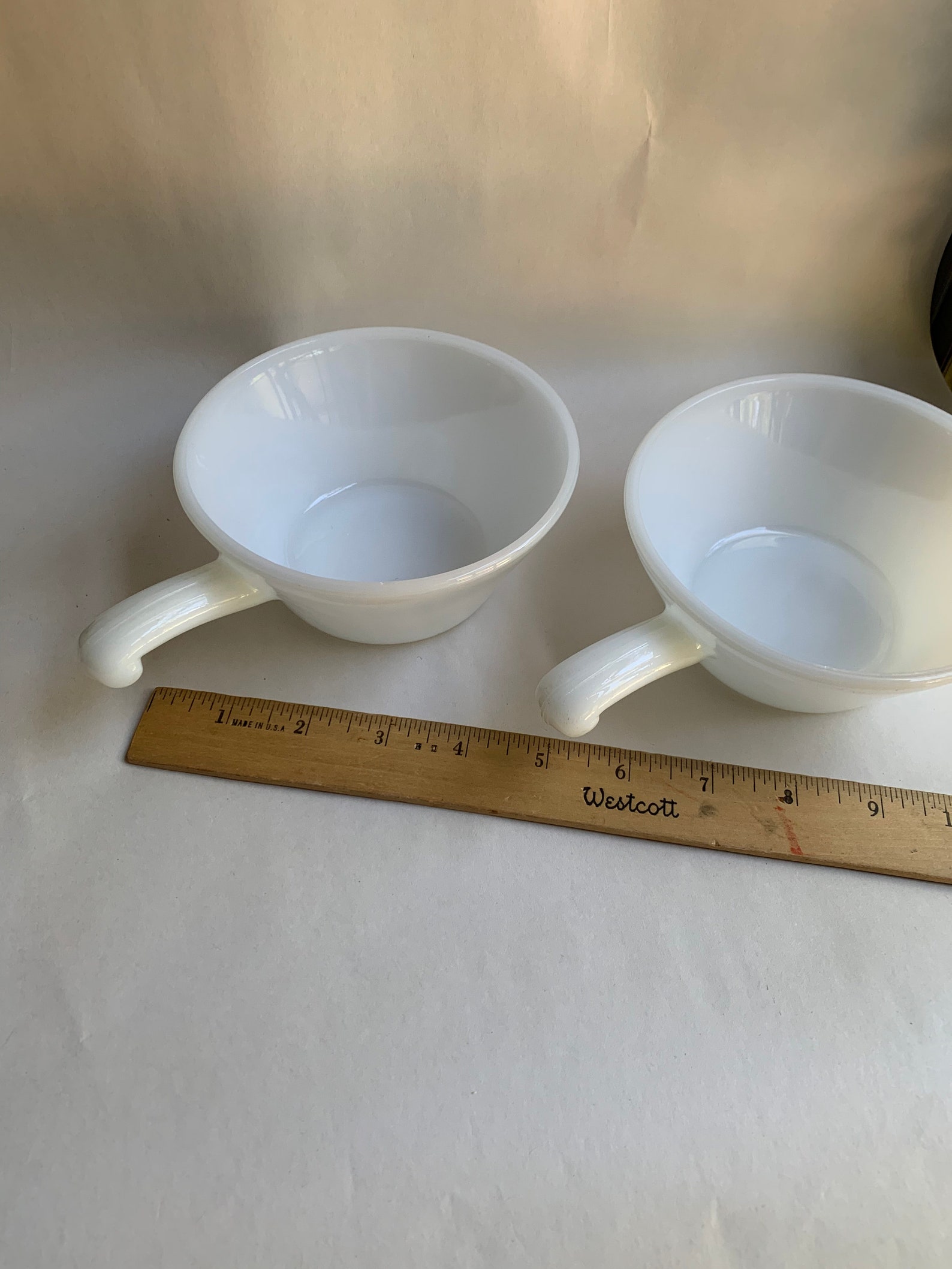 Vintage White Milk Glass Bowl Set With Handles by Anchor - Etsy