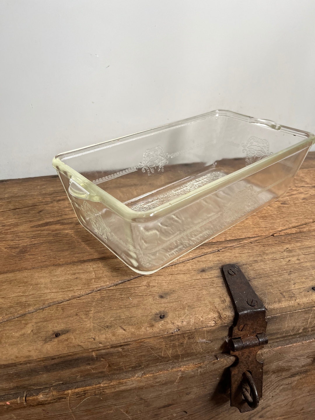 Antique Glasbake Clear Glass Loaf Pan With Ornate Scroll and Etsy