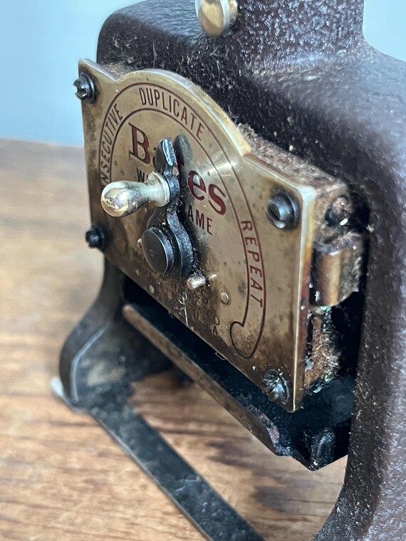 Vintage Number Stamper, Bates Wide Frame Numbering Machine Serial