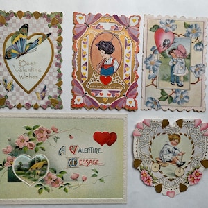 Art Nouveau Embossed Paper Valentines Card Greetings Litho Postcard