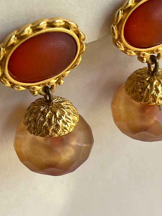 Vintage Designer Leslie Block Gold Tone and Orange Fashion - Etsy 日本