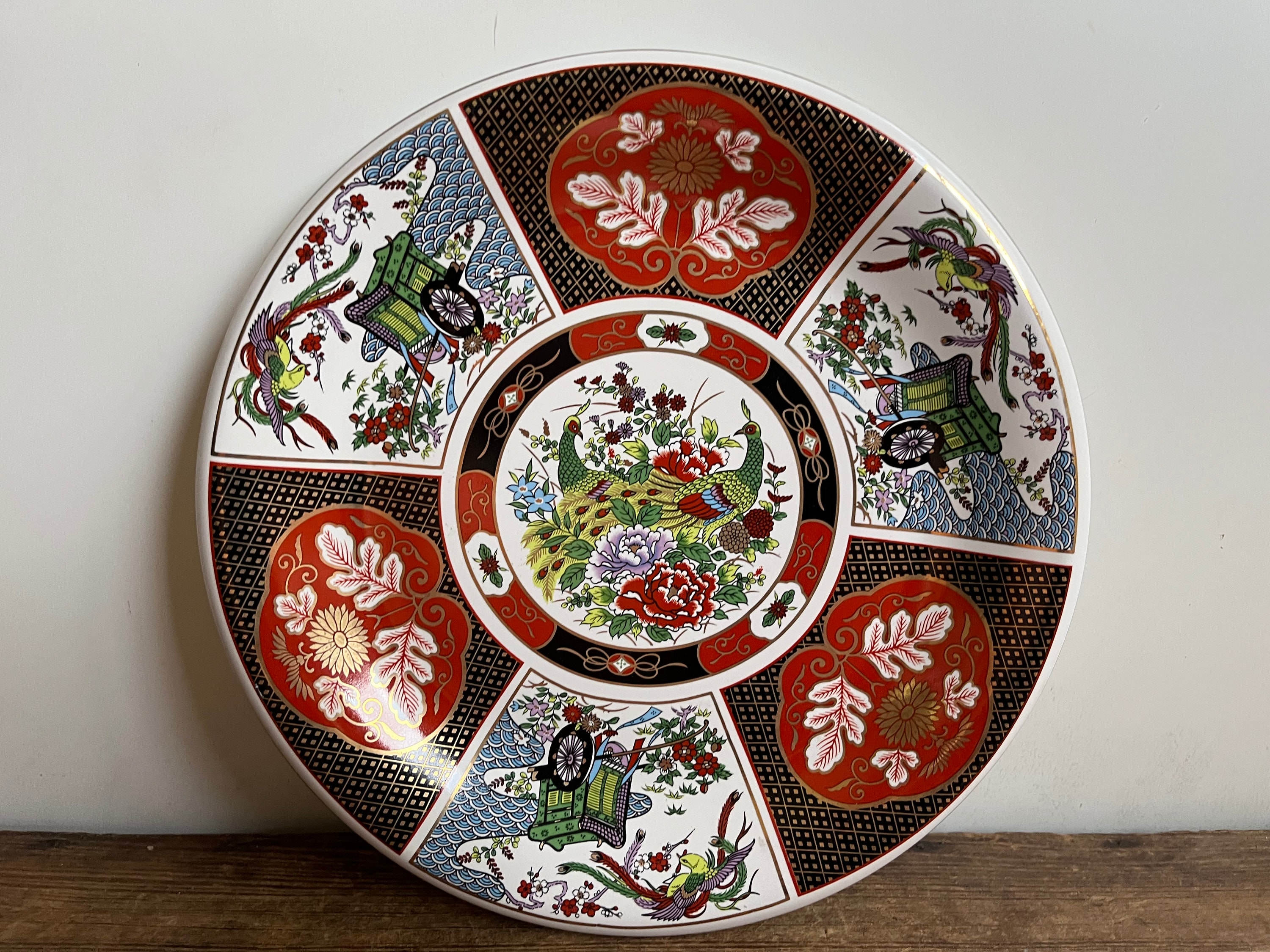 その他 IMARI Vintage Japanese Imari Plate With Peacocks and Rickshaw Motif by