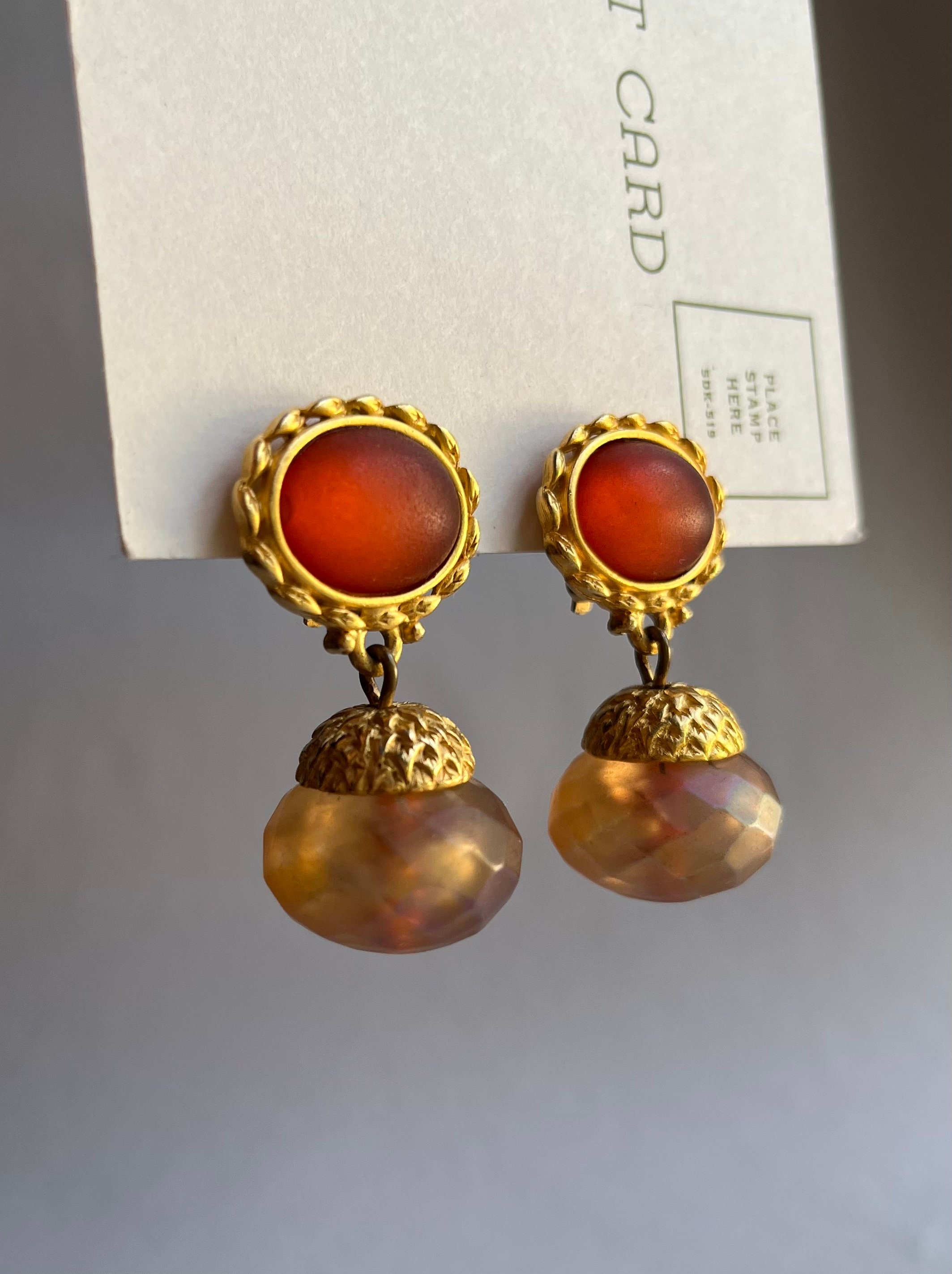 Vintage Designer Leslie Block Gold Tone and Orange Fashion - Etsy 日本