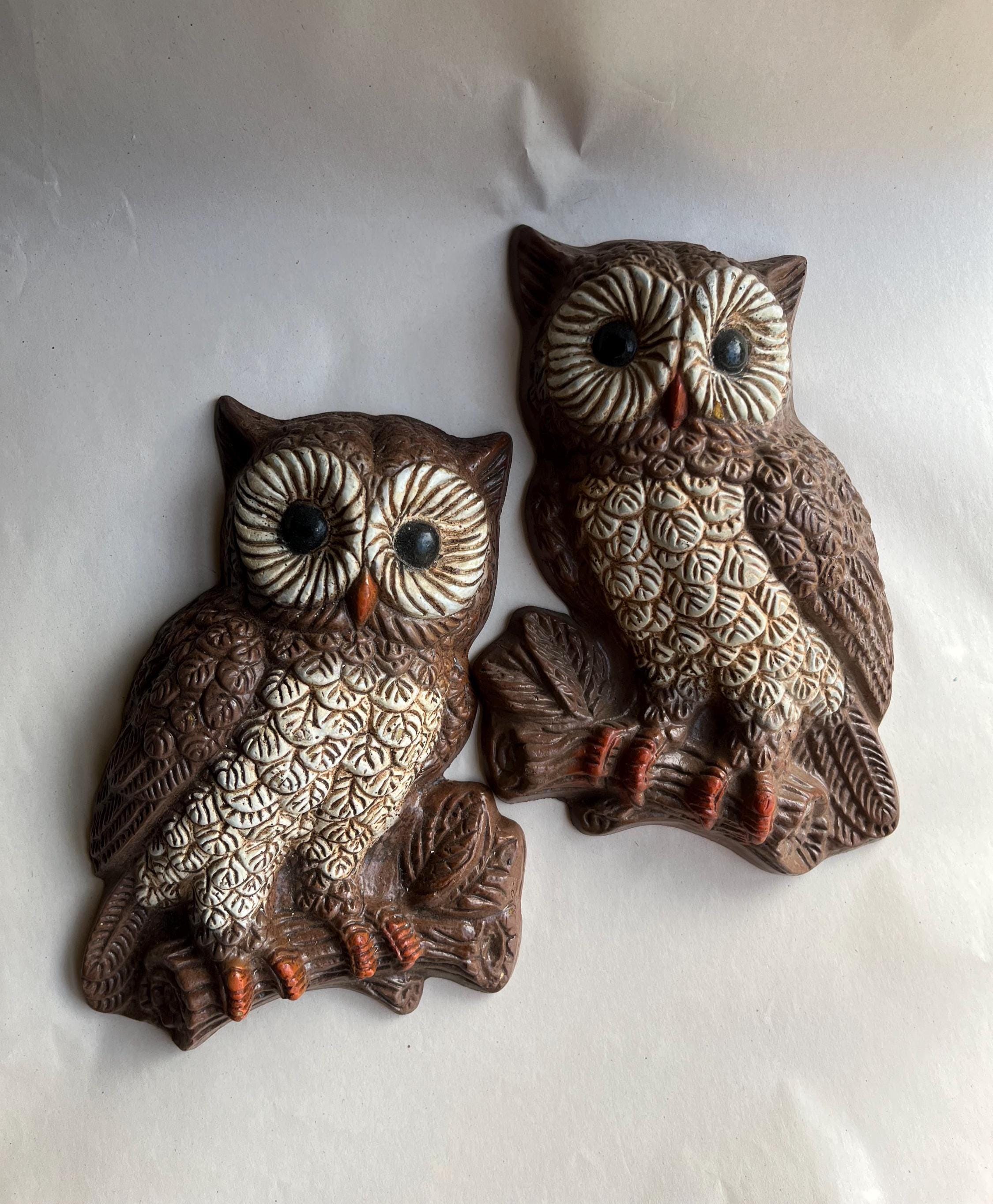 70s HOMCO ウォールデコ フクロウ made in usa 壁掛け Vintage Set of 2 HOMCO Foam Owl Wall Plaque Hangings, 70s Owl