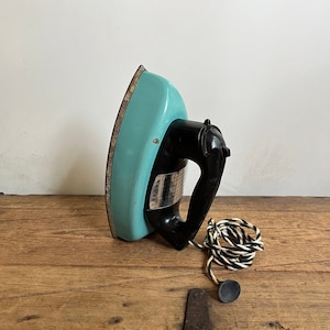 Vintage Turquoise Blue Tin Toy Clothing Iron by Nassau