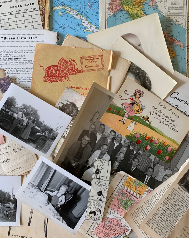 Vintage Paper Ephemera Pack 50 plus Mixed Media Scrapbook Assortment Junk Journal Art