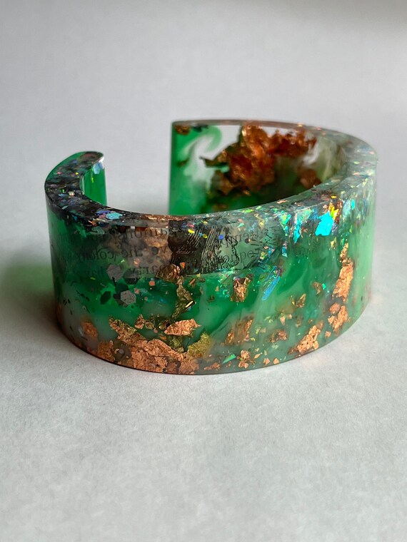 1920s Art Deco Filigree Green Glass Hinged Cuff Bracelet Antique - Ruby Lane