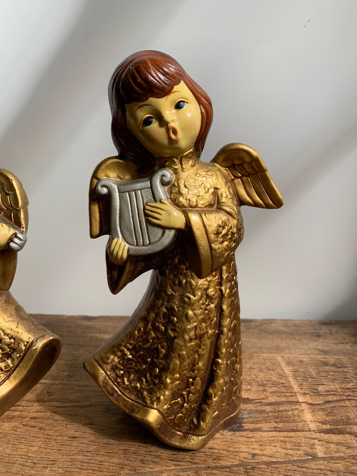 Vintage Gold Angel Figures Christmas Kitsch Dickson Holiday Etsy