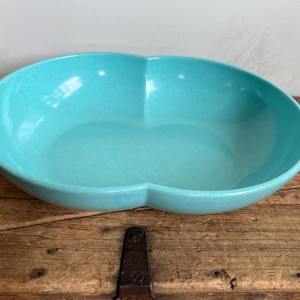 Vintage MelMac Branchell Double Bubble Turquoise Blue Serving Bowl, Melamine Blue Dish