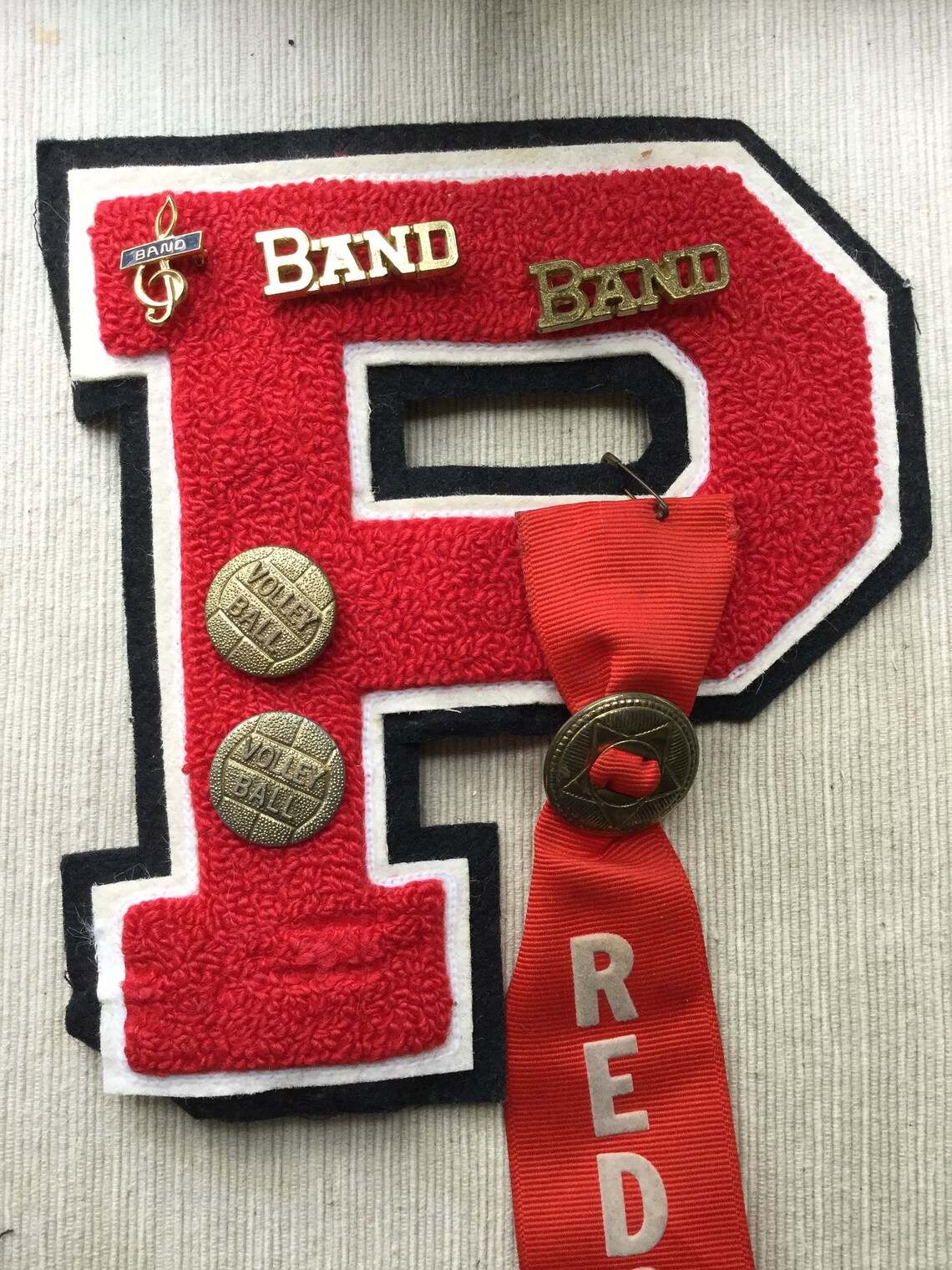 Vintage P Letterman Patch Red and Black Band Amd Volleyball Etsy