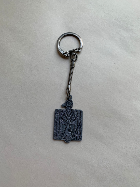 Vintage Pewter Thunderbird Key Chain American Indian Children Many