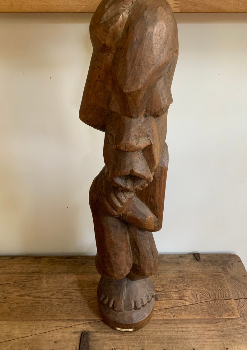 Vintage African Congo Yaka Tribal Hand Carved Wood Figure Statue
