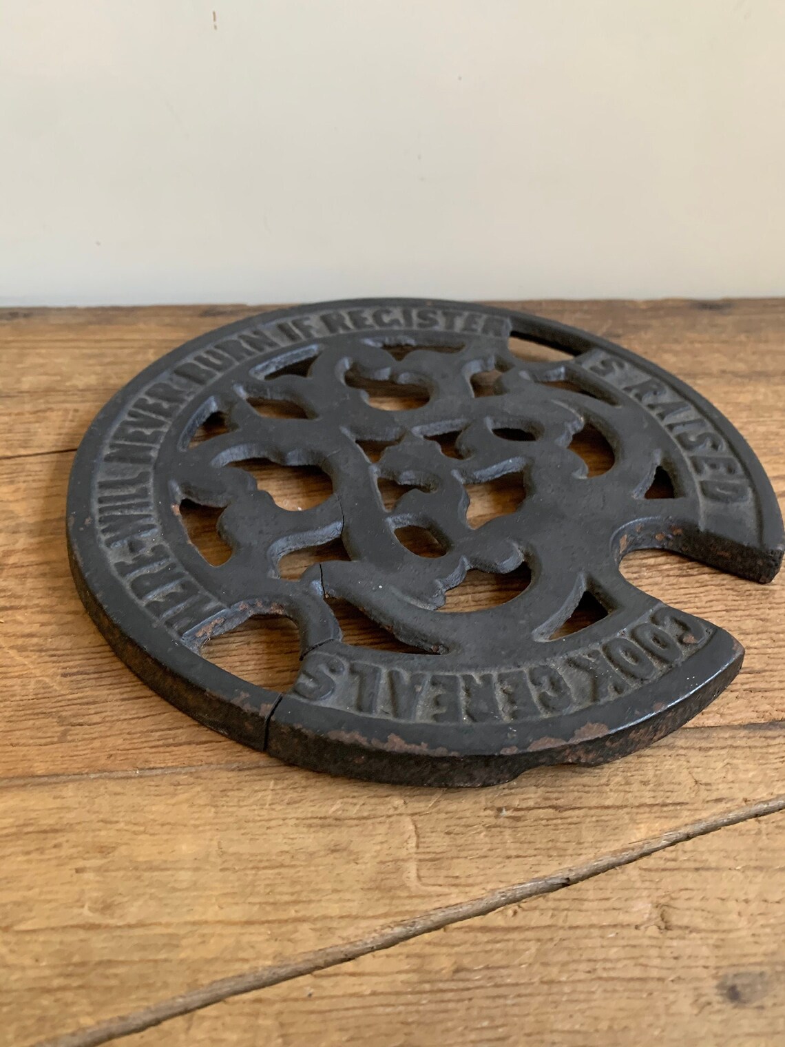 Antique Cast Iron Stove Registry Plate Cereals Will Never Burn Etsy