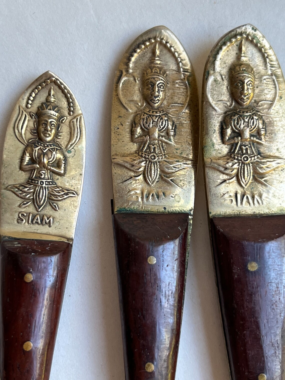 Midcentury Siam Bronzeware and Teak Wood Flatware Set Thailand Etsy