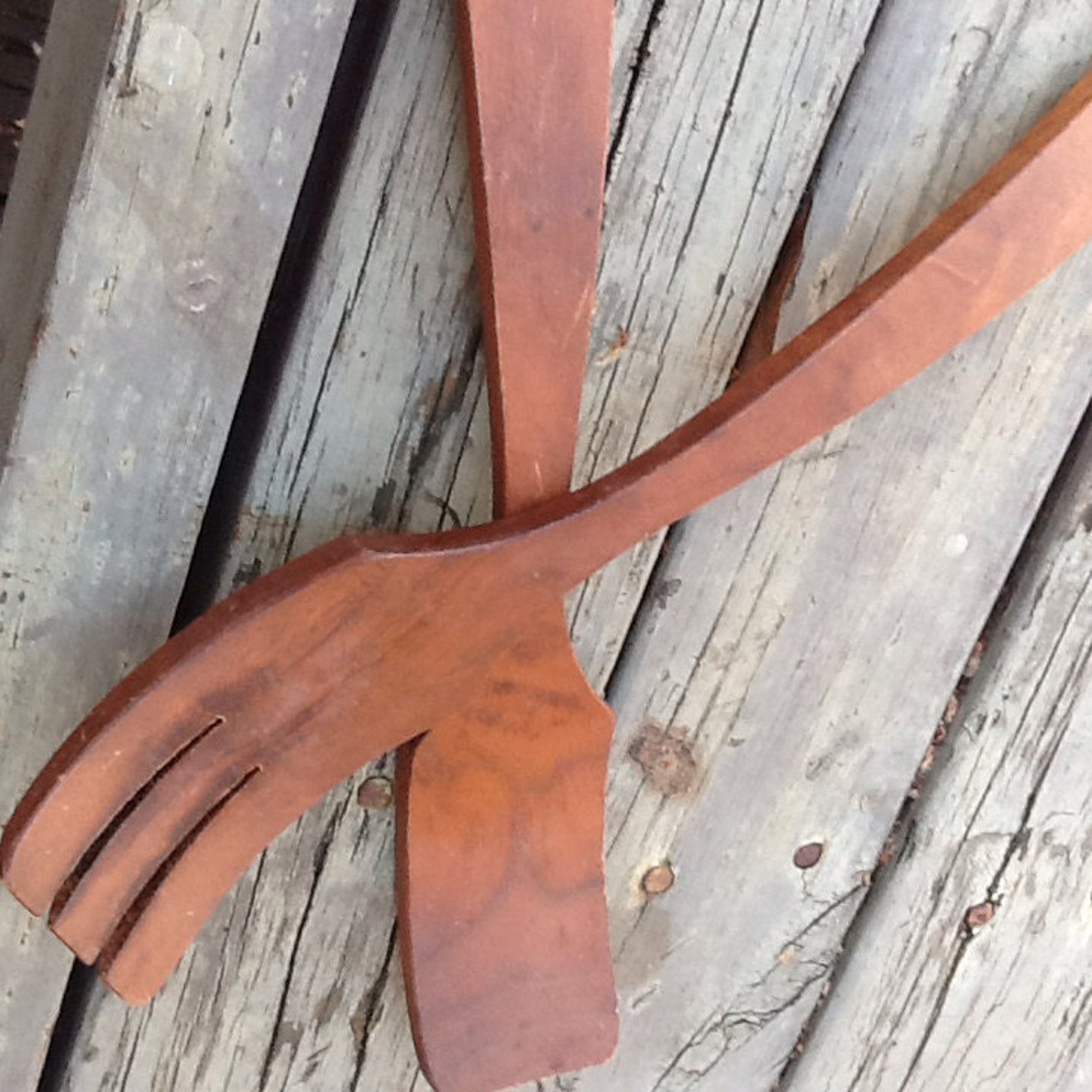 Vintage Wood Salad Tongs Etsy