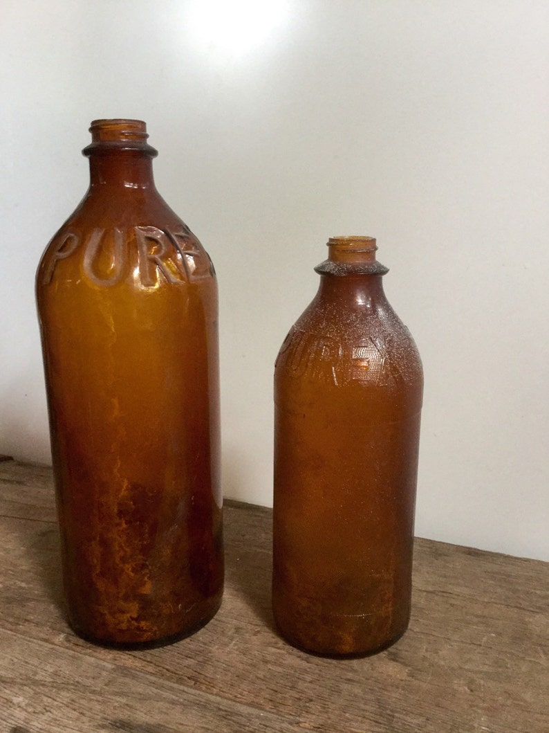 Vintage Purex Bleach Brown Glass Bottles Vintage Advertising Etsy