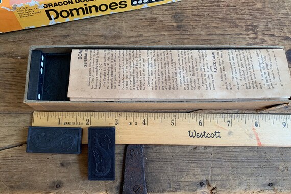 Vintage Halsam Double Six Dragon Dominoes Game Set 4130 by Milton