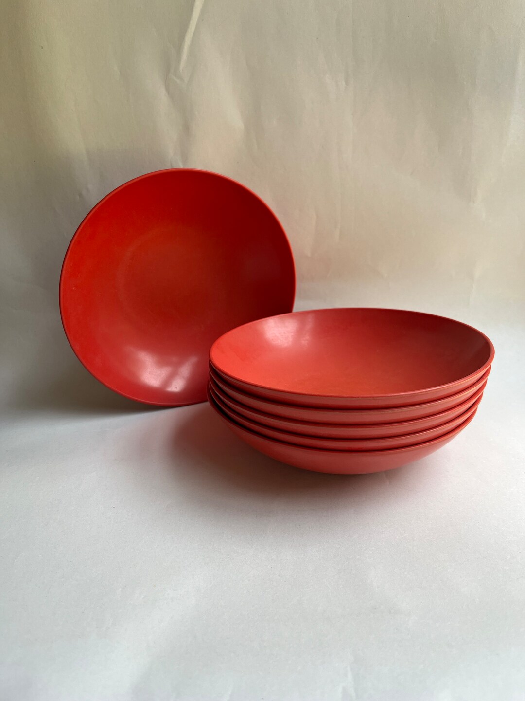 Vintage Oneida Red Melamine Salad Bowl Set of Six Etsy
