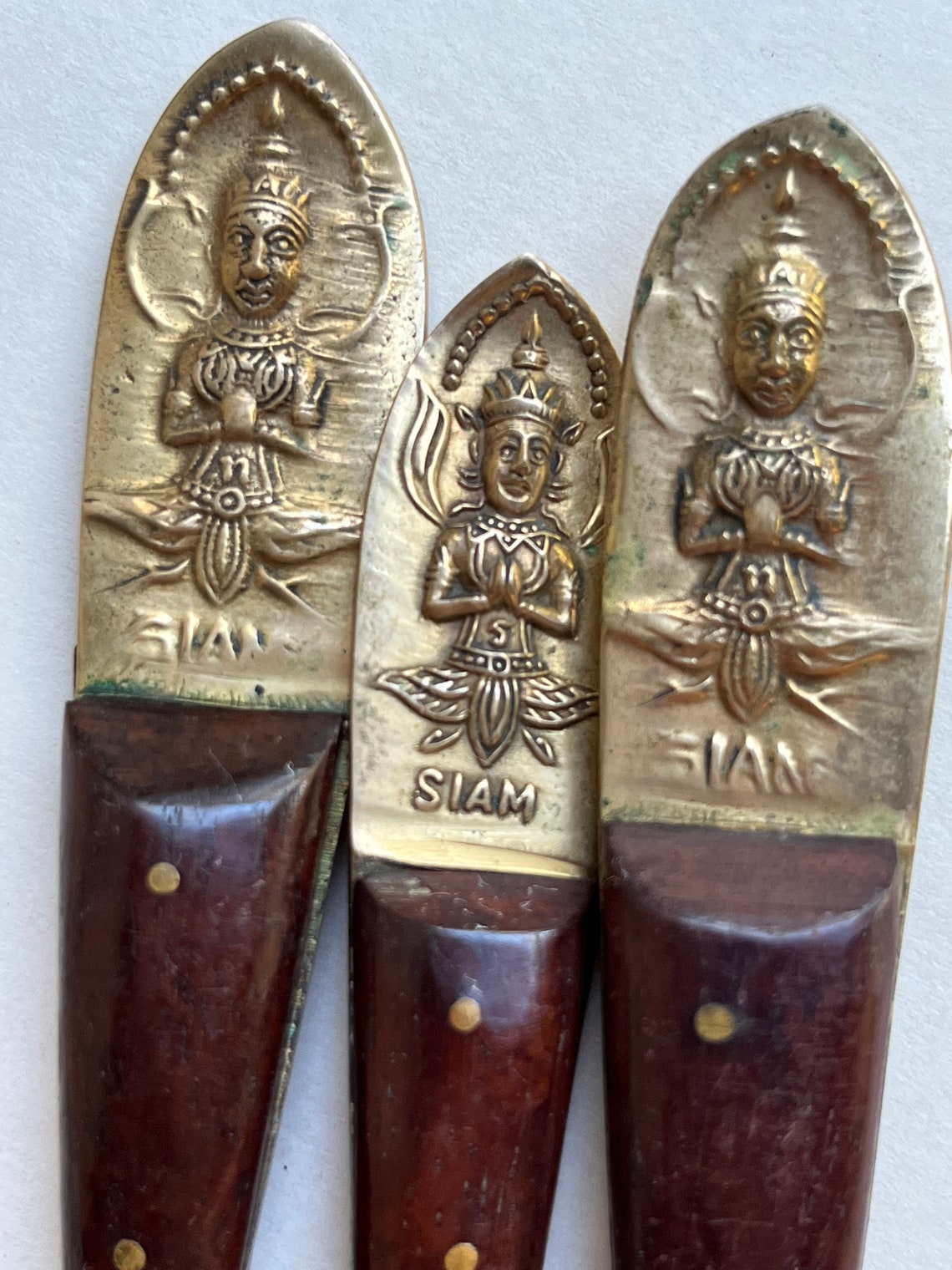 Midcentury Siam Bronzeware and Teak Wood Flatware Set Thailand Etsy