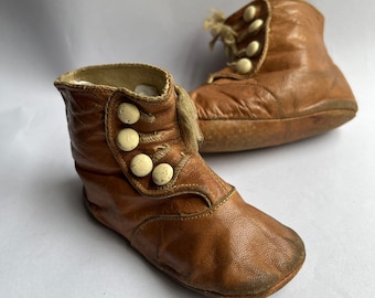 Antique Baby Leather HighTop Boots Button Down Shoes