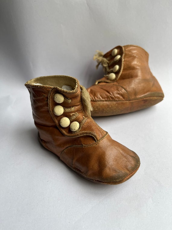 Antique Baby Leather HighTop Boots Button Down Sho