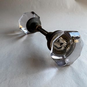 Antique Victorian Eight Point Glass Door Knob Set