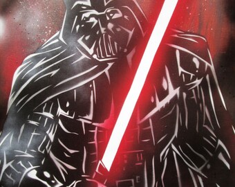 BIG 18X24 Darth Vader Original Star wars GRAFFITI painting!