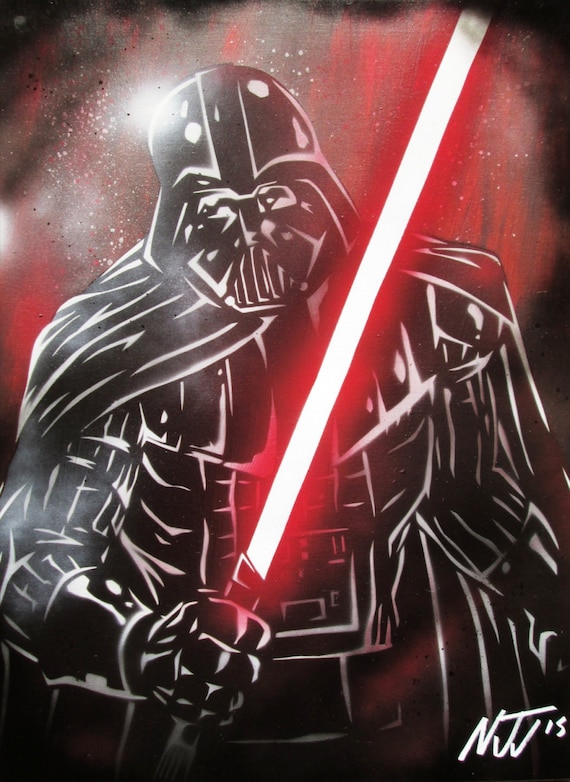 BIG 18X24 Darth Vader Original Star wars GRAFFITI painting!