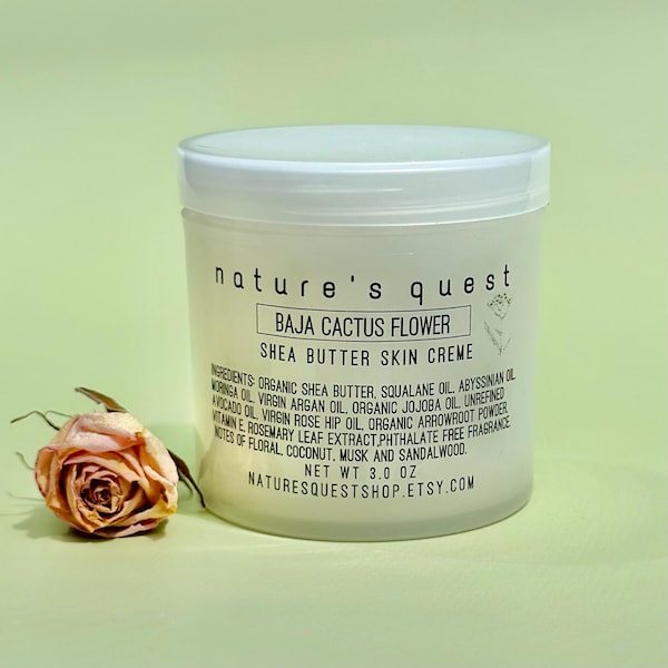 Crema de manteca de karité batida orgánica / Hidratante con argán, moringa, jojoba y vitamina E / Loción perfumada para la piel con aceites vegetales nutritivos