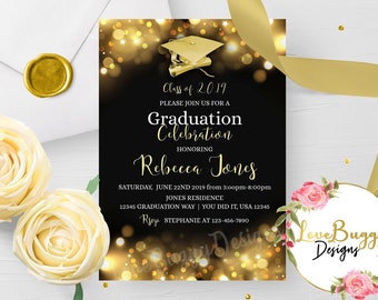 Graduation Invitation - Graduation Announcement - Instant Download - Edit today - You print - 5x7 Invitation