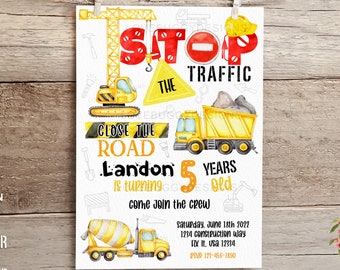 Construction Birthday Party Invitation | Editable Dump Truck Invite | Printable Construction Invitation Template | Instant Access Download